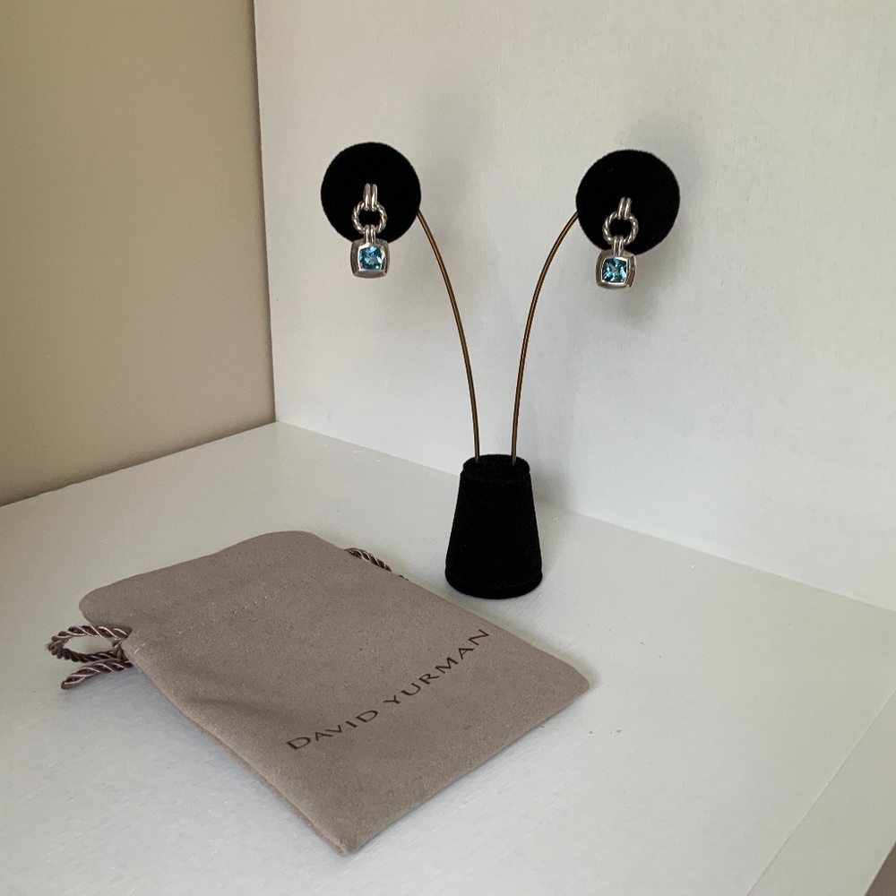 AUTHENTIC DAVID YURMAN Blue Topaz drop earrings